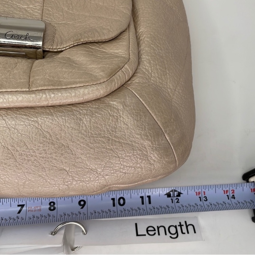 Coach Purse Bag Kristin Pebbled Leather Champagne Crossbody - Picture 7 of 13